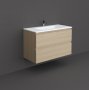 RAK Joy 100cm Scandinavian Oak Wall Hung Basin Unit