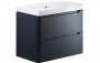 Purity Collection Lumbra 800mm 2 Drawer Wall Hung Basin Unit - Matt Indigo