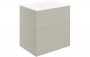 Purity Collection Statura 610mm Wall Hung 2 Drawer Basin Unit & Basin - Matt Latte