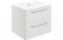 Purity Collection Garbo 610mm 2 Drawer Wall Unit & Basin - White Gloss