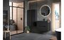 Purity Collection Diverge 350mm Wall Hung 1 Door Tall Unit - Matt Black & Glass