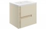 Purity Collection Diverge 615mm Wall Hung 2 Drawer Basin Unit & White Basin - Matt Cotton & Oak Effect