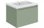 Purity Collection Accord 615mm Wall Hung 1 Drawer Basin Unit & Basin - Matt Willow Green