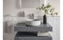 Purity Collection Naturel 600mm Wall Hung Grey Marble Basin Shelf & Black Bottle Trap