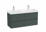 Roca Ona Unik 1200mm Double Basin & Matt Green Unit (4 Drawers)