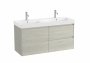 Roca Ona Unik 1200mm Double Basin & Light Oak Unit (4 Drawers)