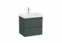 Roca Ona Unik 600mm Basin & Matt Green Unit (2 Drawers)