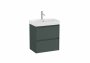 Roca Ona Unik Compact 550mm Basin & Matt Green Unit (2 Drawers)