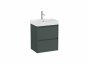 Roca Ona Unik Compact 500mm Basin & Matt Green Unit (2 Drawers)