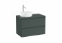 Roca Ona Unik 800mm Matt Green Left Hand Unit & Countertop (2 Drawers)