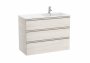 Roca The Gap Nordic Ash 1000mm 3 Drawer Vanity Unit with Right Handed Basin