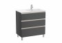 Roca The Gap Anthracite Grey 800mm 3 Drawer Vanity Unit with Right Handed Basin