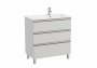 Roca The Gap Arctic Grey 800mm 3 Drawer Vanity Unit with Right Handed Basin
