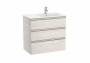 Roca The Gap Nordic Ash 800mm 3 Drawer Vanity Unit with Right Handed Basin