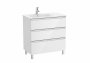 Roca The Gap Gloss White 800mm 3 Drawer Vanity Unit with Left Handed Basin