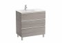 Roca The Gap City Oak 800mm 3 Drawer Vanity Unit with Left Handed Basin