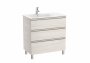 Roca The Gap Nordic Ash 800mm 3 Drawer Vanity Unit with Left Handed Basin