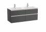 Roca The Gap Anthracite Grey 1200mm 4 Drawer Wall Hung Vanity Unit with 2 Basins