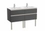 Roca The Gap Anthracite Grey 1200mm 4 Drawer Wall Hung Vanity Unit with 2 Basins