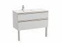 Roca The Gap Arctic Grey 1000mm 2 Drawer Wall Hung Vanity Unit with Left Handed Basin
