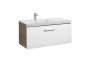 Roca Prisma Gloss White & Textured Ash 900mm Basin & Unit with 1 Drawer - Left Hand