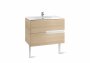 Roca Victoria-N Textured Oak 1000mm Square Basin & Unit with 2 Drawers
