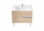 Roca Victoria-N Textured Oak 800mm Square Basin & Unit with 2 Drawers