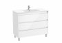 Roca Tenet Glossy White 1000 x 460mm 3 Drawer Vanity Unit and Basin with Legs