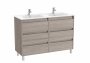 Roca Tenet City Oak 1200 x 460mm Double Basin 6 Drawer Vanity Unit with Legs