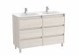 Roca Tenet Nordic Ash 1200 x 460mm Double Basin 6 Drawer Vanity Unit with Legs