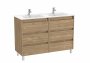 Roca Tenet Walnut 1200 x 460mm Double Basin 6 Drawer Vanity Unit with Legs