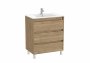 Roca Tenet Walnut 700 x 460mm 3 Drawer Vanity Unit and Basin with Legs