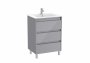 Roca Tenet Glossy Grey 600 x 460mm 3 Drawer Vanity Unit and Basin with Legs