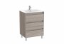 Roca Tenet City Oak 600 x 460mm 3 Drawer Vanity Unit and Basin with Legs