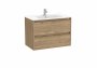 Roca Tenet Walnut 800 x 460mm 2 Drawer Vanity Unit and Basin