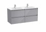 Roca Tenet Glossy Grey 1200 x 460mm Double Basin 4 Drawer Vanity Unit