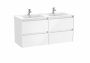 Roca Tenet Glossy White 1200 x 460mm Double Basin 4 Drawer Vanity Unit