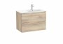 Roca Aleyda Beige Wood 800mm 2 Drawer Vanity Unit & Right Hand Basin