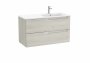 Roca Aleyda White Wood 1000mm 2 Drawer Vanity Unit & Right Hand Basin