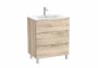 Roca Aleyda Beige Wood 700mm 3 Drawer Vanity Unit & Basin with Legs