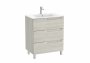 Roca Aleyda White Wood 700mm 3 Drawer Vanity Unit & Basin with Legs