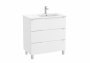 Roca Aleyda Matt White 800mm 3 Drawer Vanity Unit & Right Hand Basin with Legs