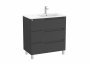 Roca Aleyda Matt Black 800mm 3 Drawer Vanity Unit & Right Hand Basin  with Legs