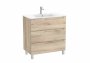 Roca Aleyda Beige Wood 800mm 3 Drawer Vanity Unit & Basin with Legs