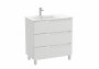 Roca Aleyda Pebble Grey 800mm 3 Drawer Vanity Unit & Left Hand Basin  with Legs