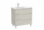 Roca Aleyda White Wood 800mm 3 Drawer Vanity Unit & Left Hand Basin with Legs