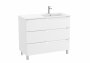 Roca Aleyda Matt White 1000mm 3 Drawer Vanity Unit & Right Hand Basin with Legs