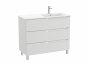 Roca Aleyda Pebble Grey 1000mm 3 Drawer Vanity Unit & Right Hand Basin with Legs