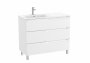 Roca Aleyda Matt White 1000mm 3 Drawer Vanity Unit & Left Hand Basin with Legs