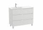 Roca Aleyda Pebble Grey 1000mm 3 Drawer Vanity Unit & Left Hand Basin with Legs